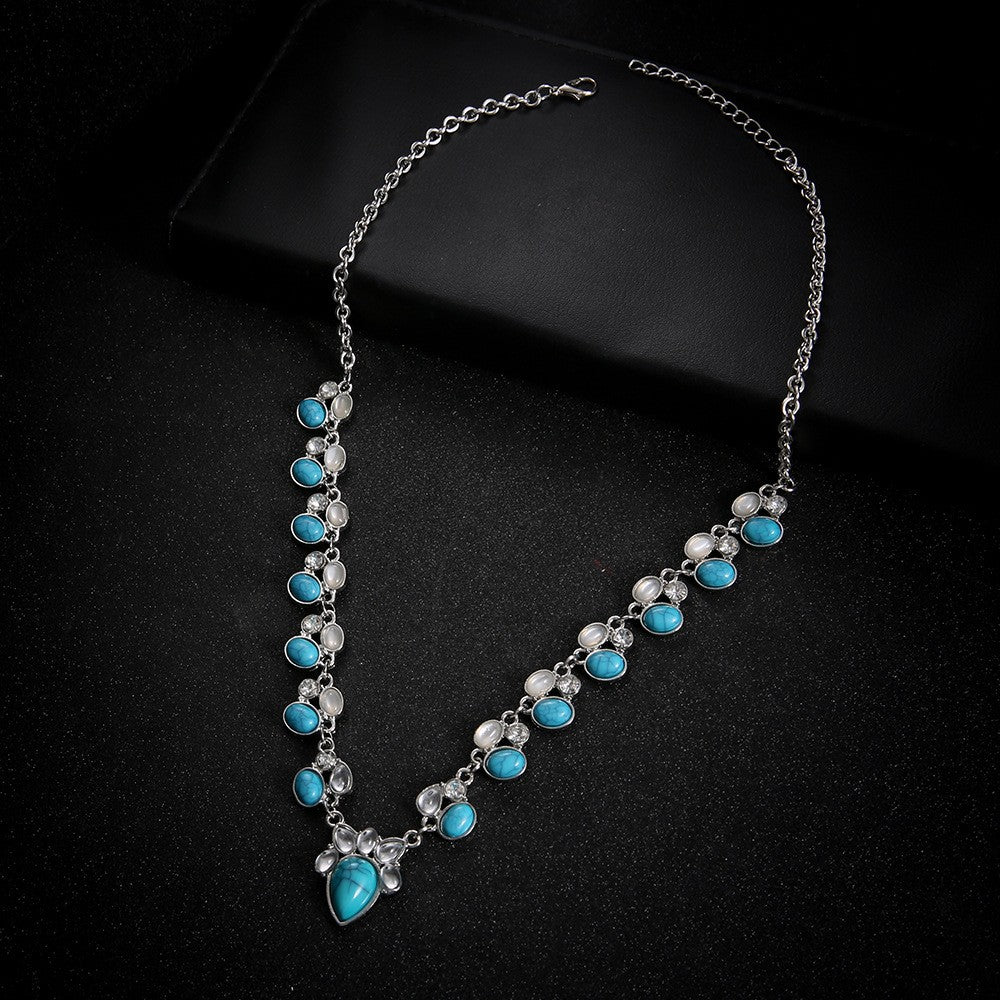 Boho Vintage Teardrop Turquoise Necklace