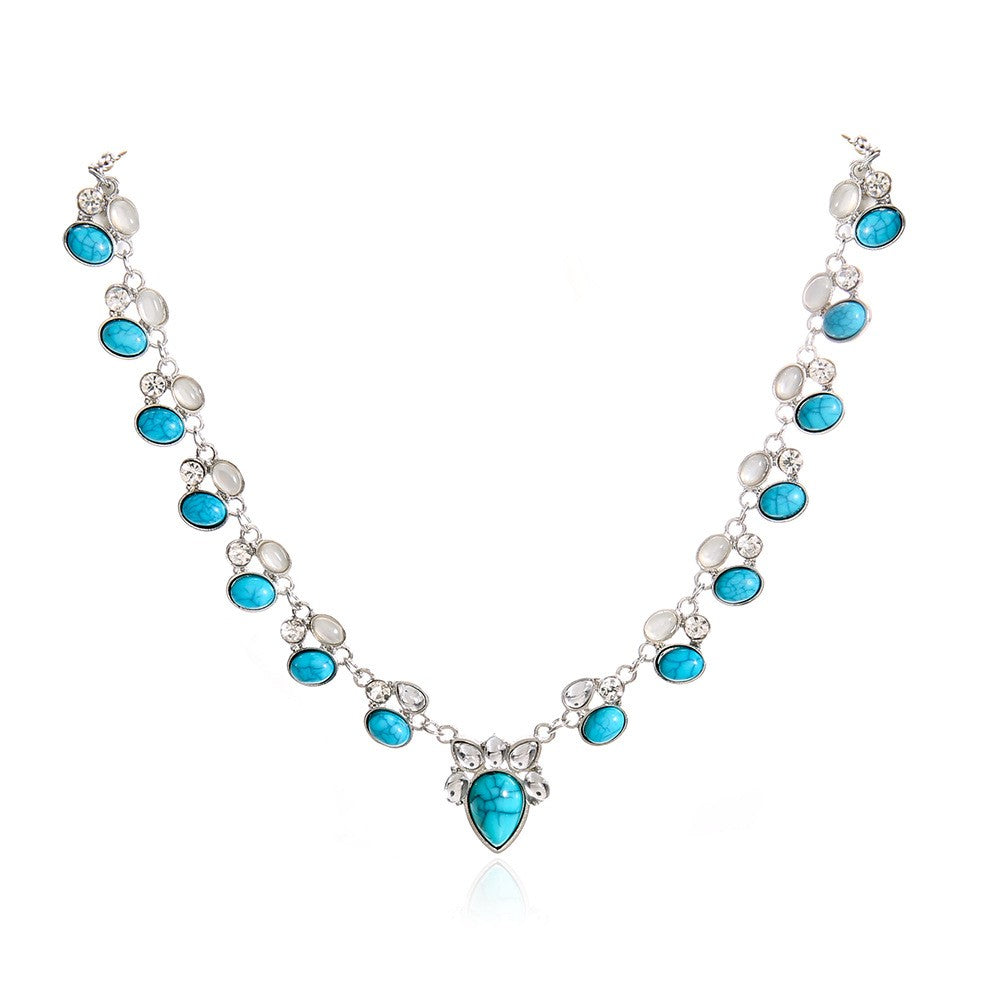 Boho Vintage Teardrop Turquoise Necklace