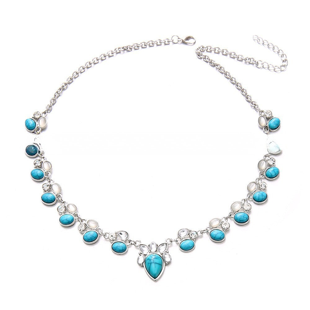 Boho Vintage Teardrop Turquoise Necklace