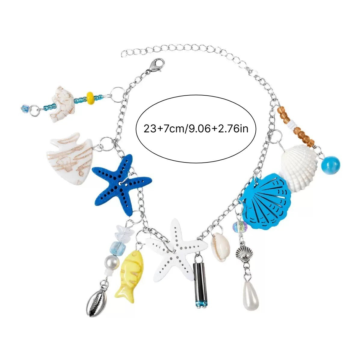 Boho Starfish & Shell Charm Anklet