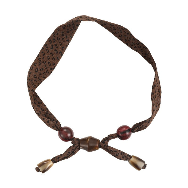 Classy Leopard Print Scarf Heart Necklace