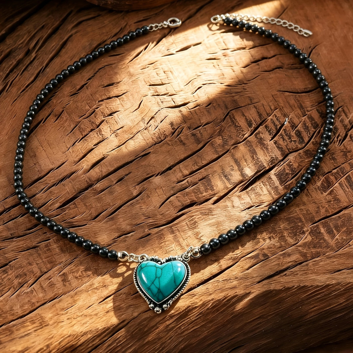 Boho Turquoise Heart Beaded Necklace