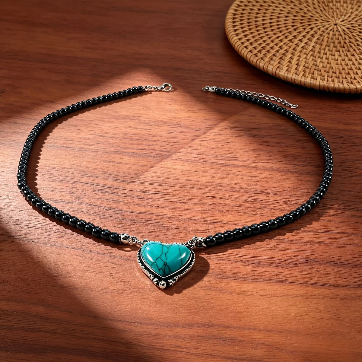 Boho Turquoise Heart Beaded Necklace