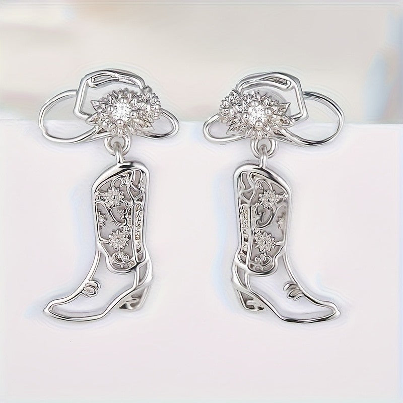 Boho Western Cowboy Boot Earrings