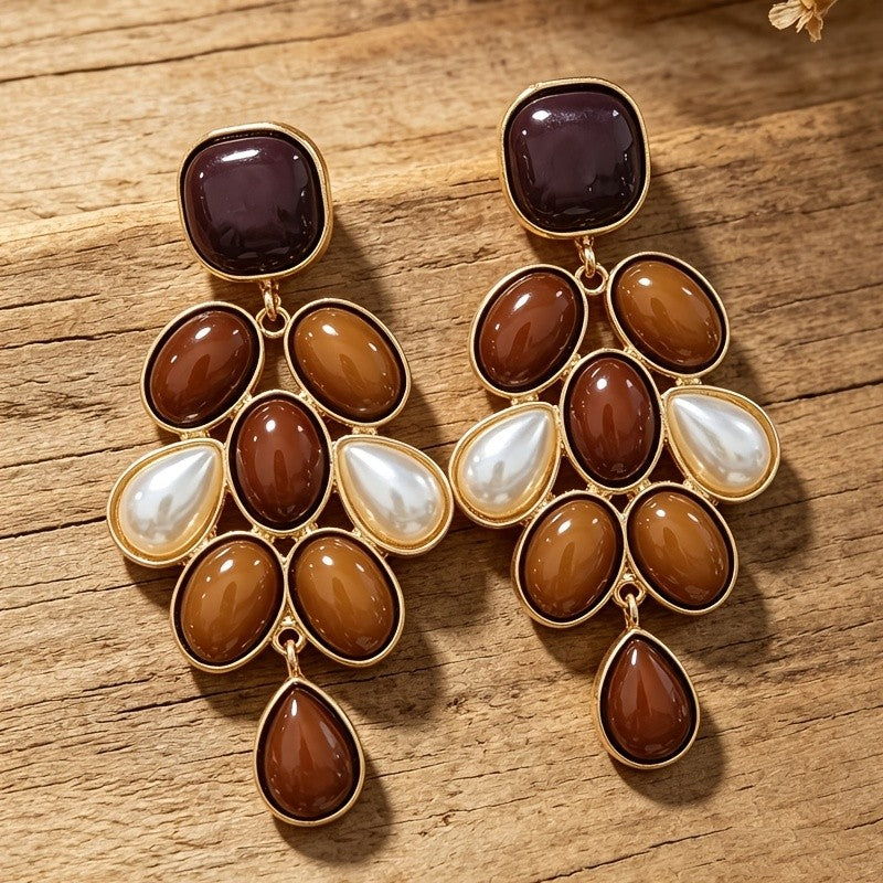 Boho Vintage Resin Grape Cluster Earrings