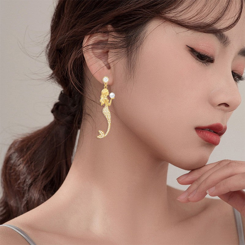 Elegant Mermaid Pearl Drop Earrings