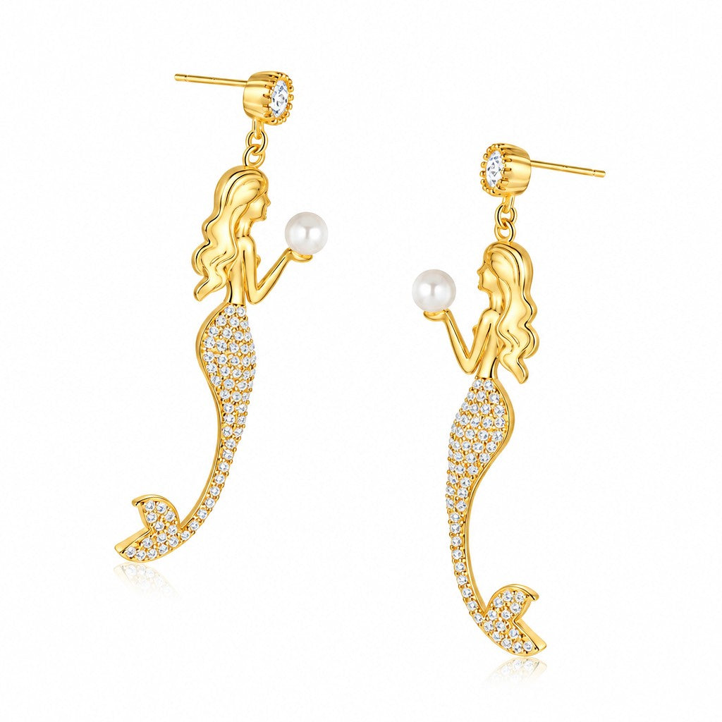 Elegant Mermaid Pearl Drop Earrings