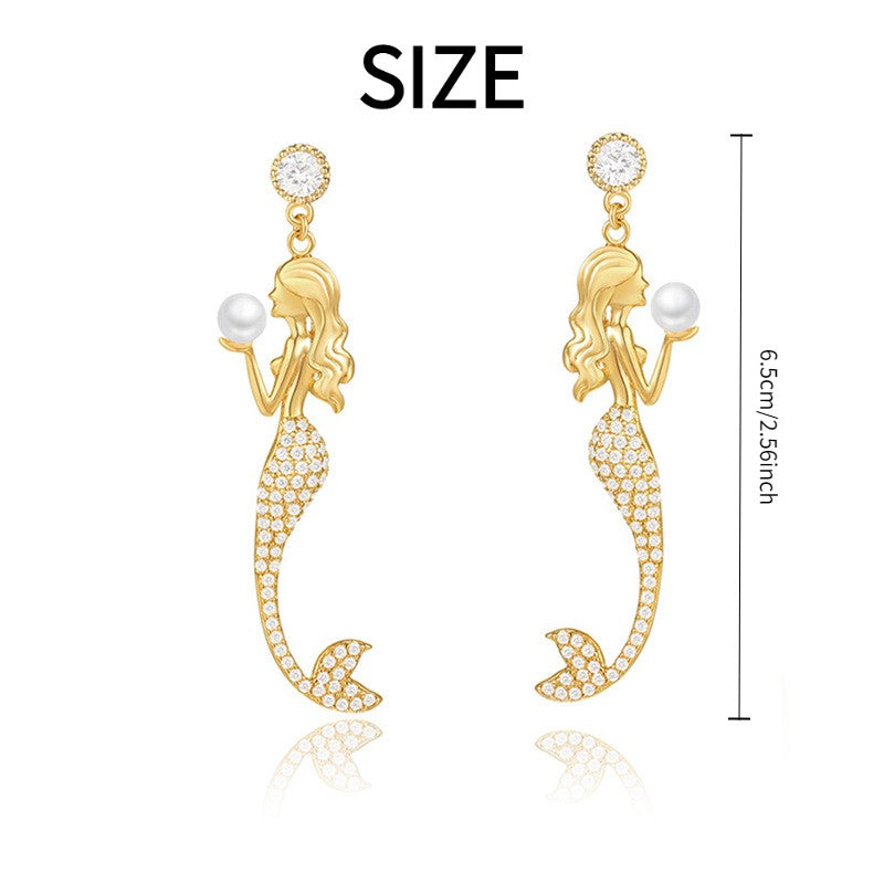 Elegant Mermaid Pearl Drop Earrings