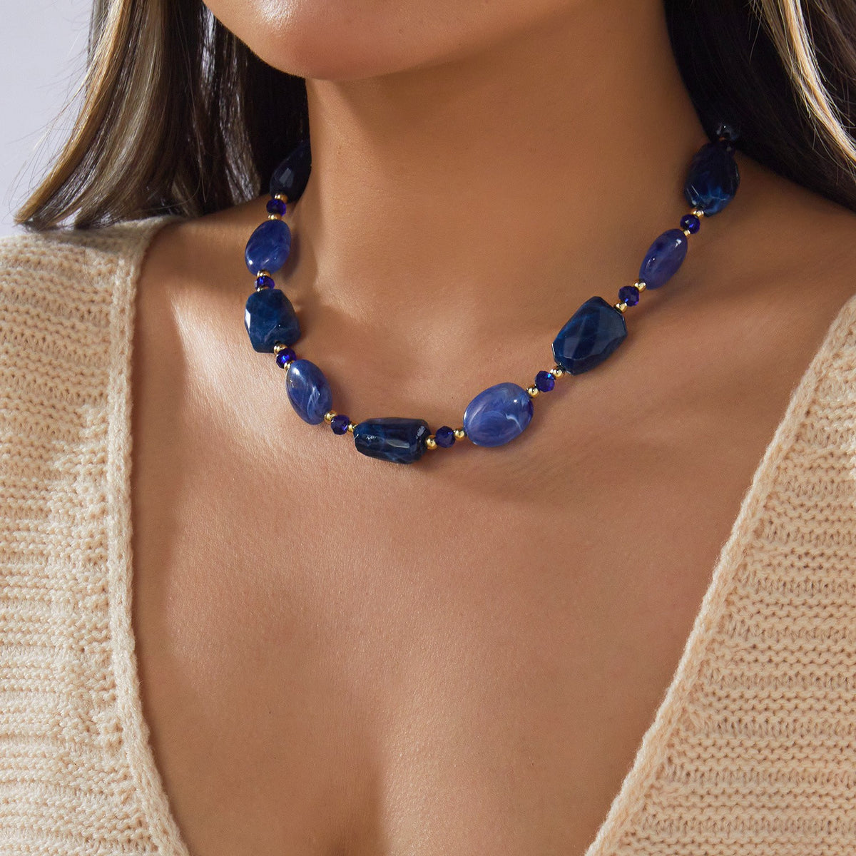 Boho Irregular Amber Bead Necklace