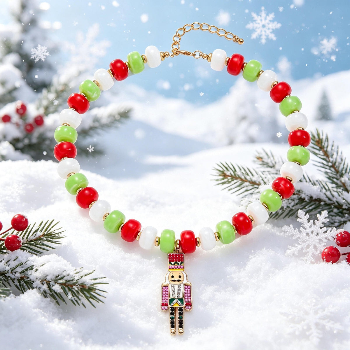 Festive Nutcracker Beaded Necklace