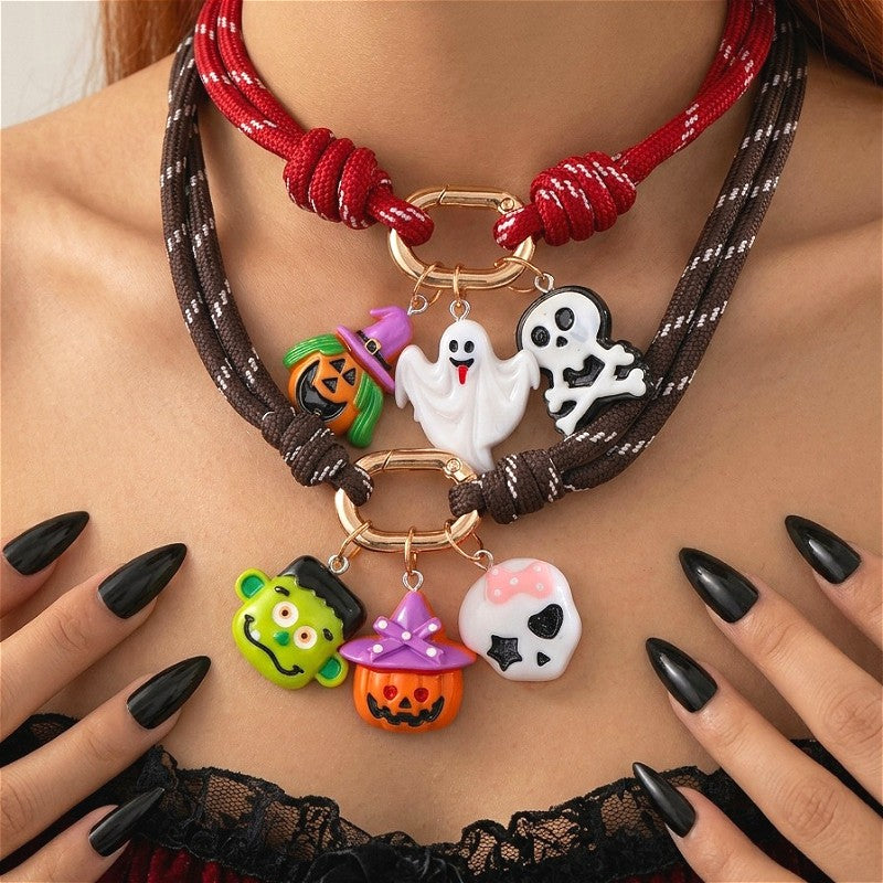 Gothic Halloween Charm Layered Necklace