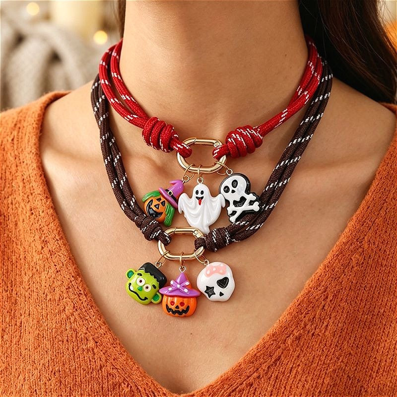 Gothic Halloween Charm Layered Necklace