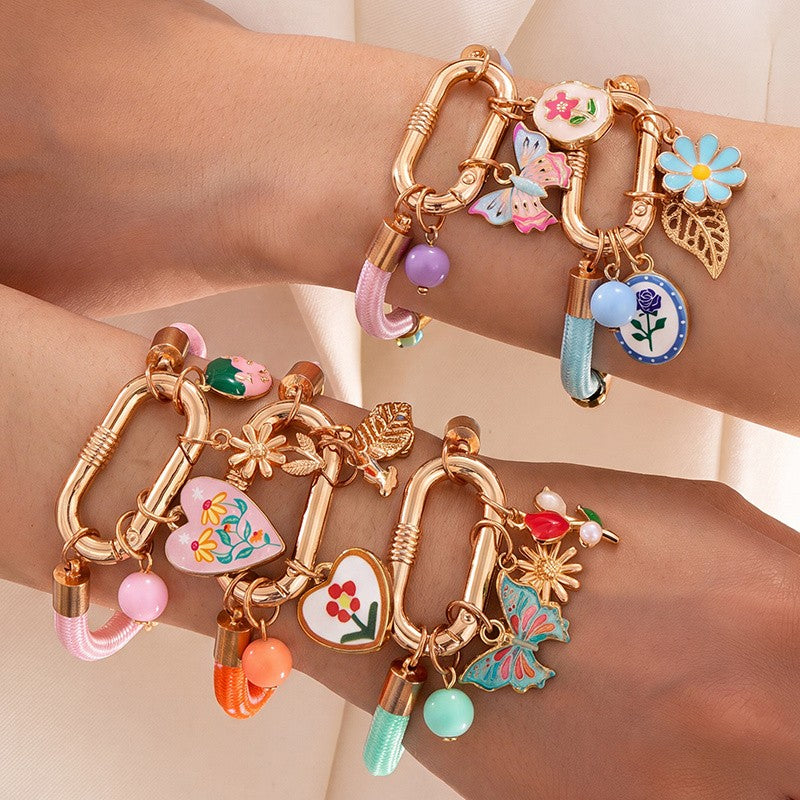 Boho Enamel Flower Charm Bracelet