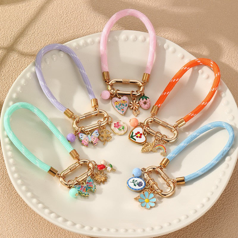 Boho Enamel Flower Charm Bracelet