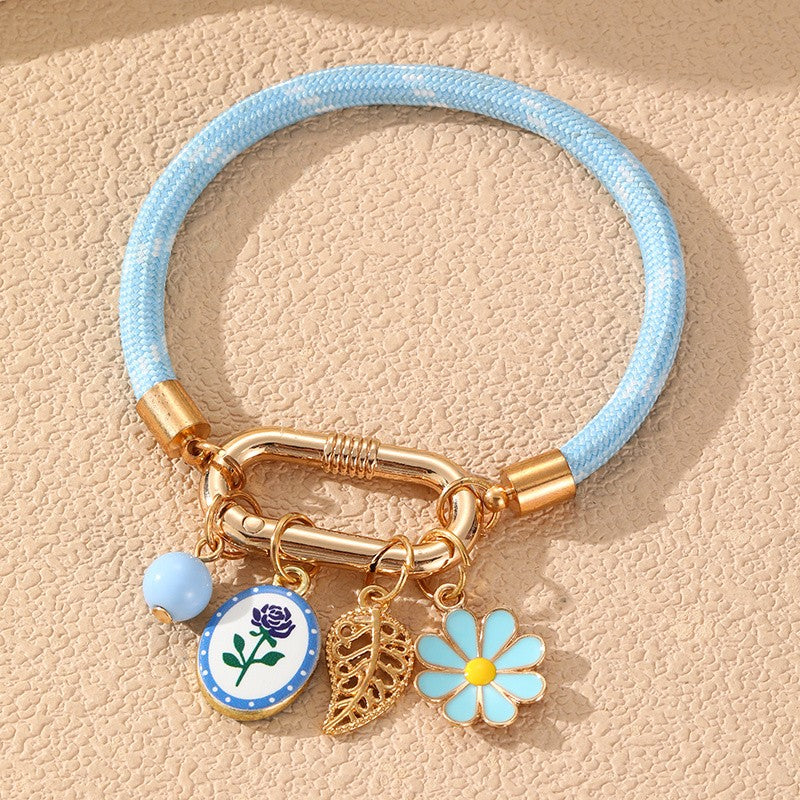 Boho Enamel Flower Charm Bracelet