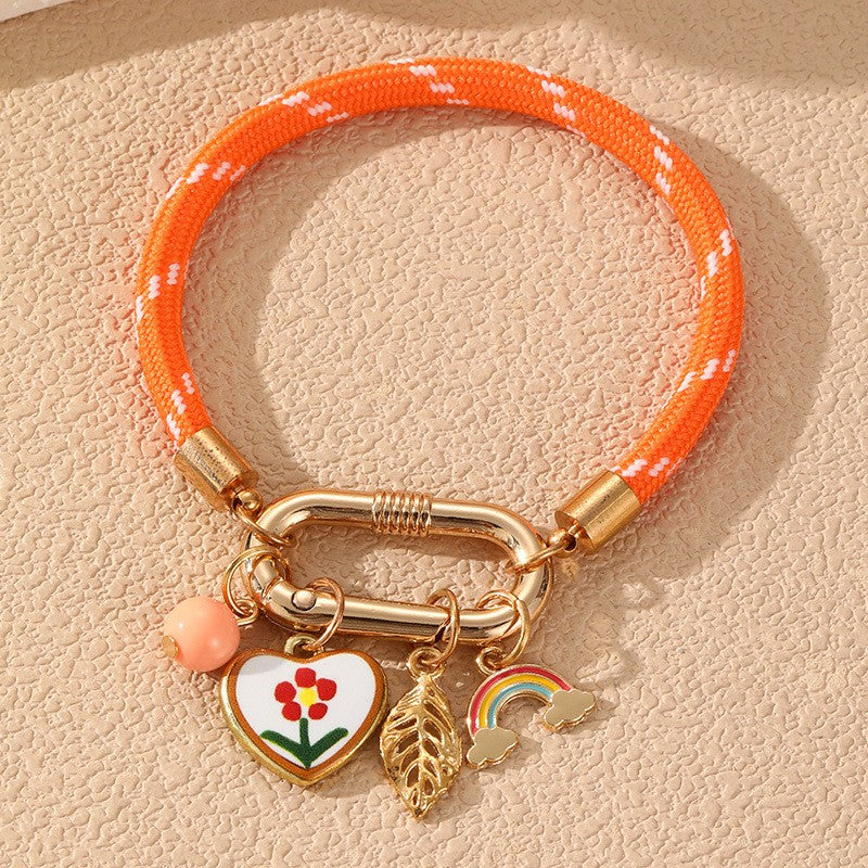 Boho Enamel Flower Charm Bracelet