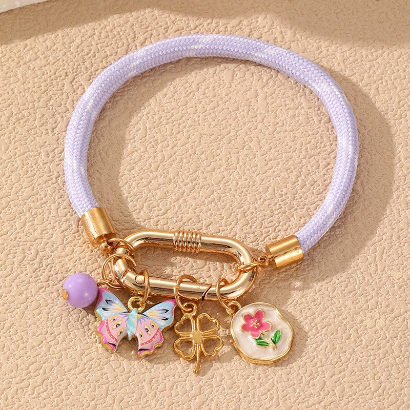 Boho Enamel Flower Charm Bracelet