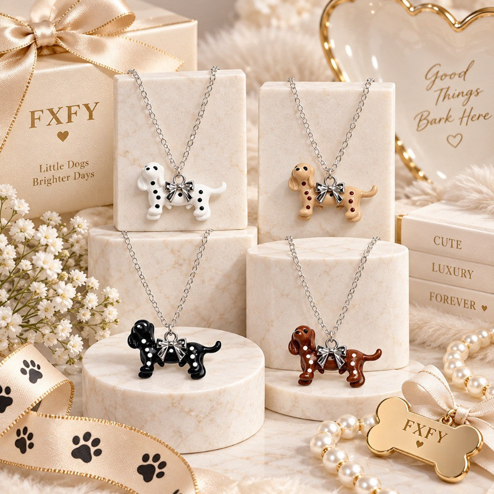 4pc Dainty Dachshund Necklace Set