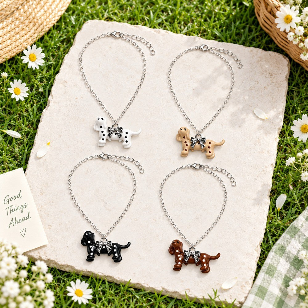 4pc Dainty Dachshund Necklace Set