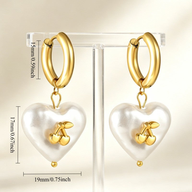 18k Romantic Pearl Heart Earrings