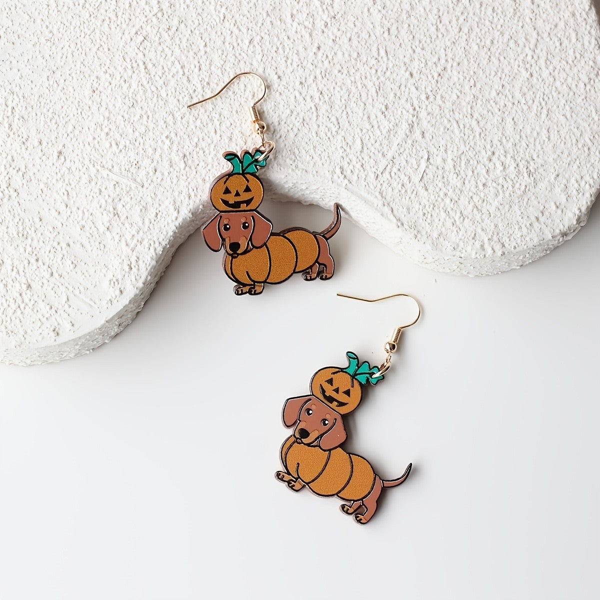 Cute Pumpkin Dachshund Earrings