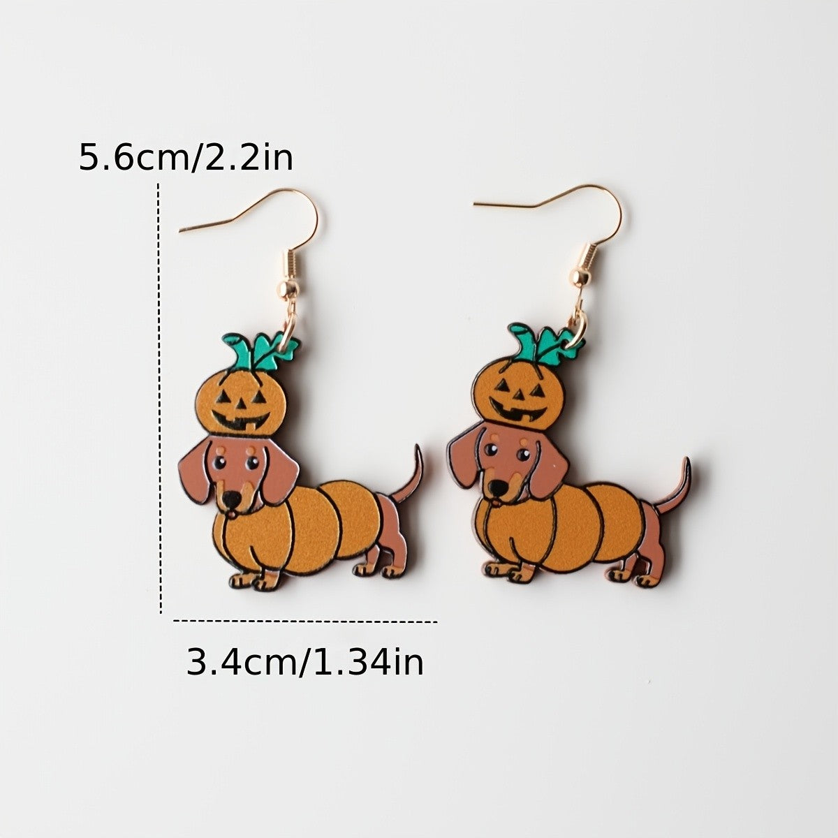 Cute Pumpkin Dachshund Earrings