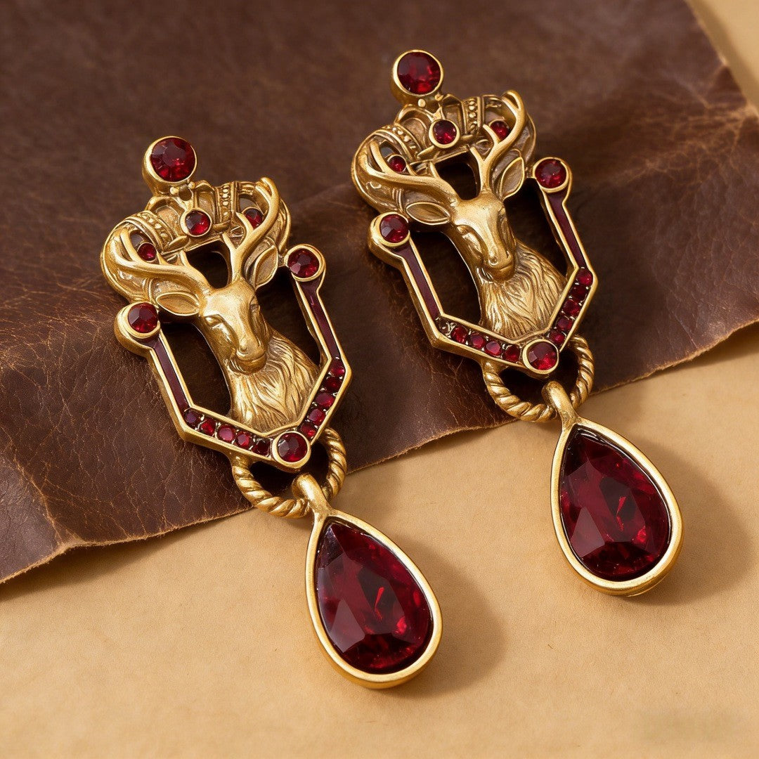 Vintage Boho Deer Drop Earrings