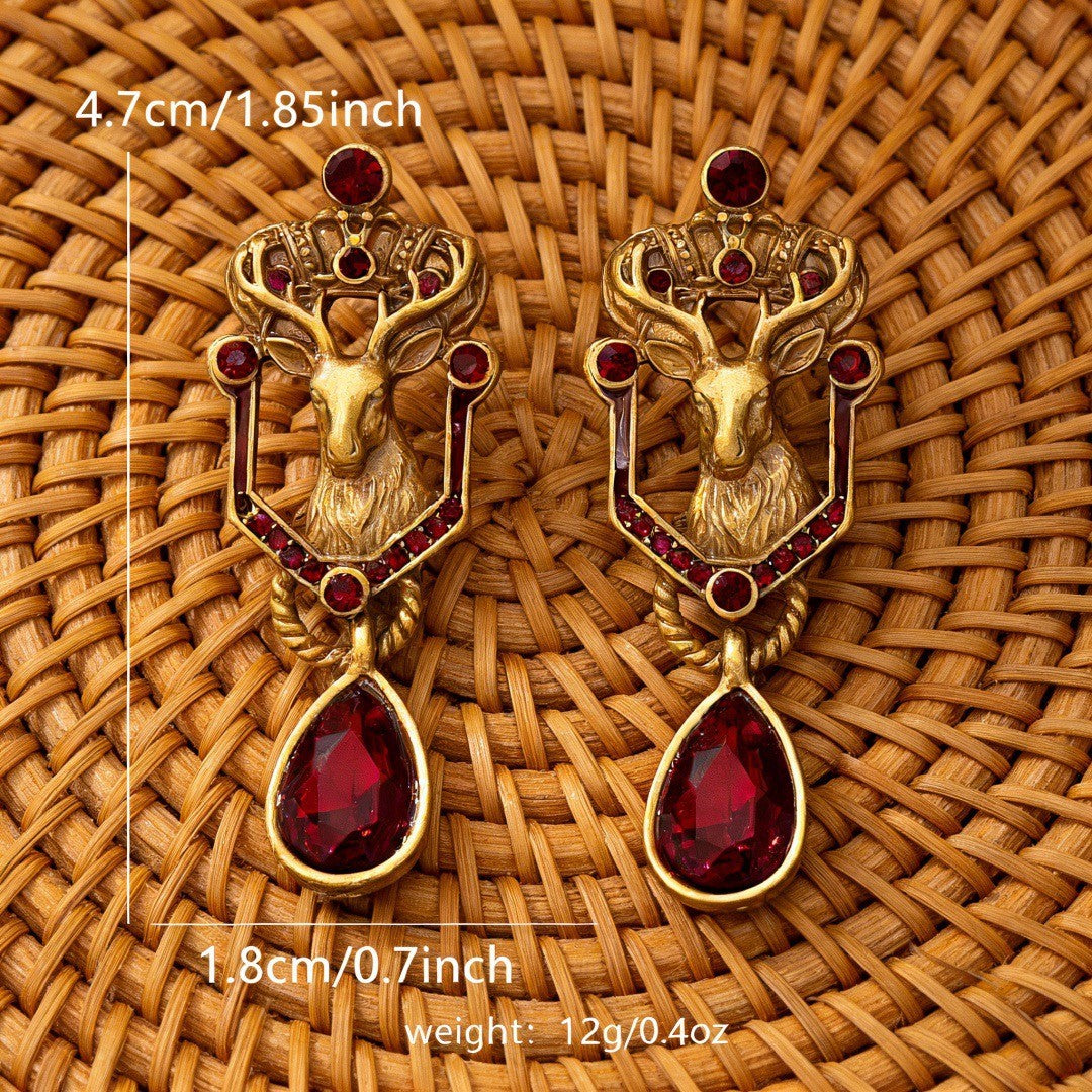 Vintage Boho Deer Drop Earrings