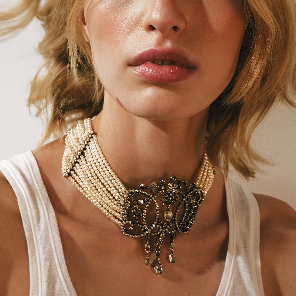 Vintage Filigree Multi-Strand Bib Necklace