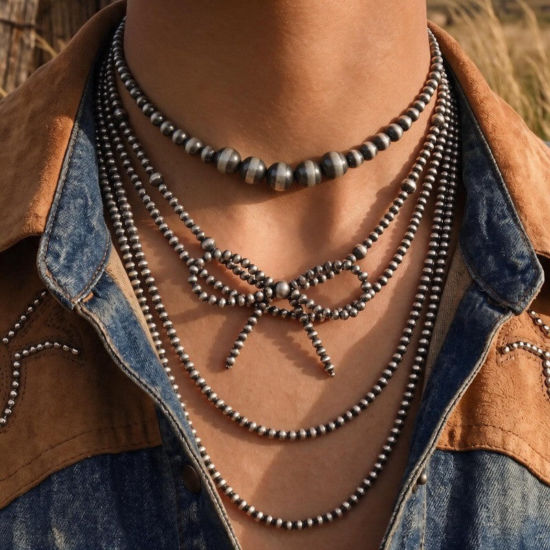5pc Vintage Western Beaded Layered Necklace Set