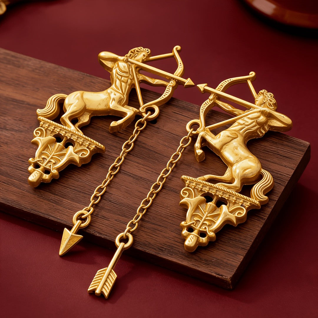 Vintage Centaur Archery Statement Earrings