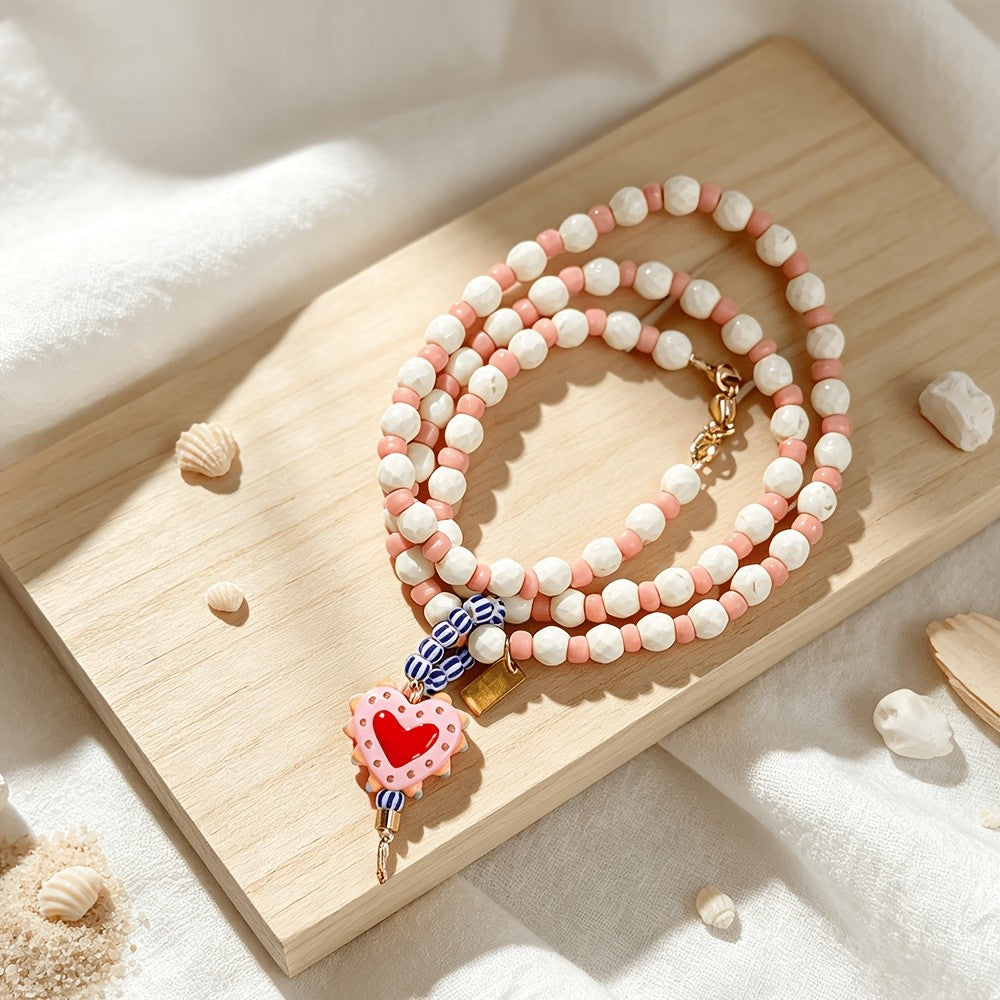 Boho Layered Resin Square Pendant Necklace