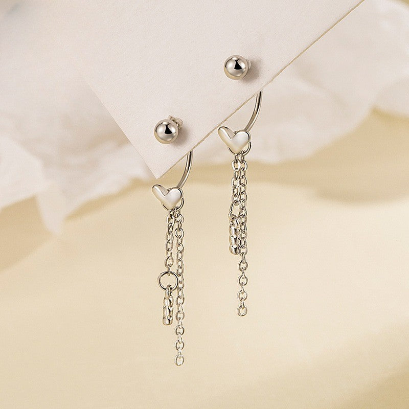 Dainty Heart Curved Barbell Earrings