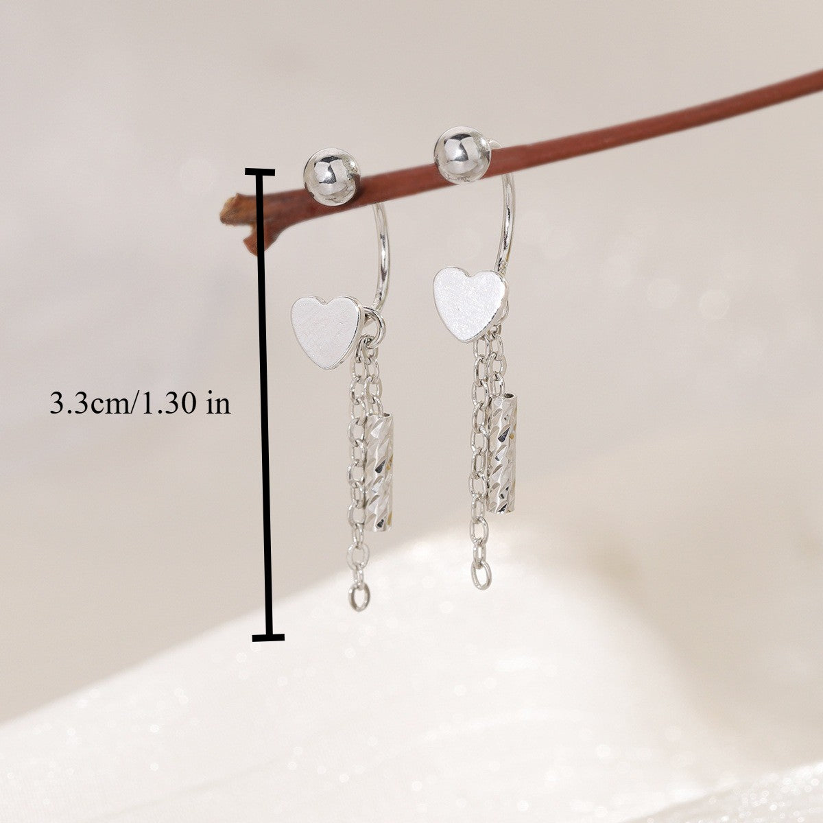 Dainty Heart Curved Barbell Earrings
