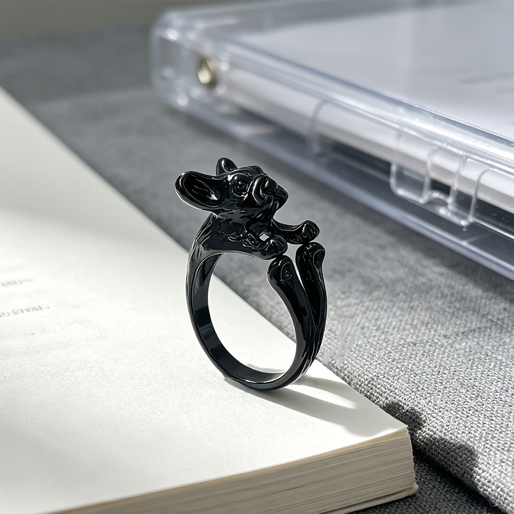 3pc Boho French Bulldog Ring Set