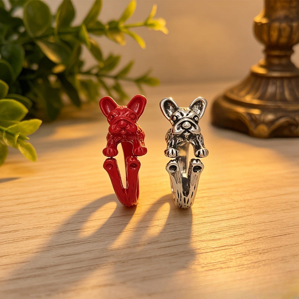 3pc Boho French Bulldog Ring Set