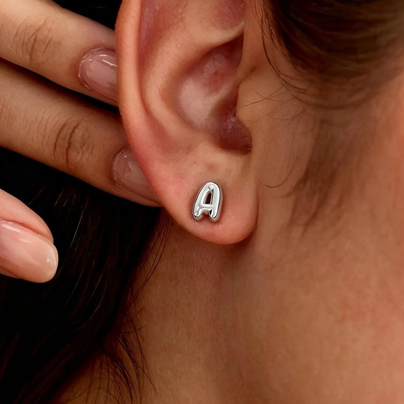 18k Dainty Custom Initial Stud Earrings