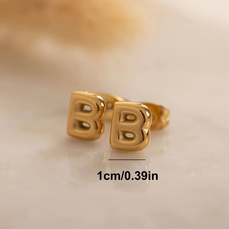 18k Dainty Custom Initial Stud Earrings