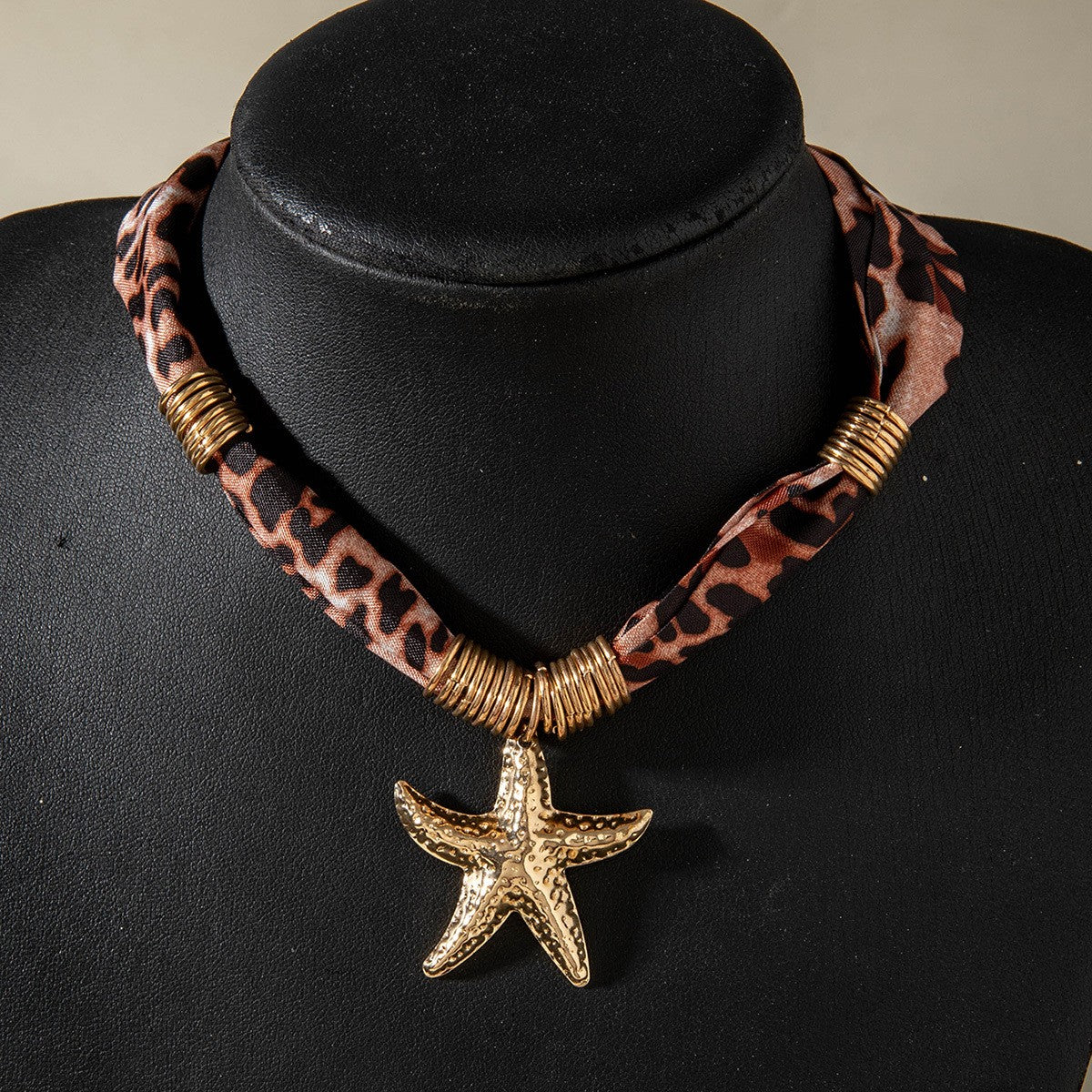 Vintage Leopard Print Starfish Necklace