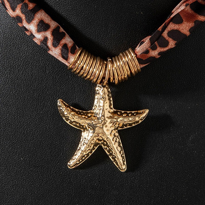 Vintage Leopard Print Starfish Necklace