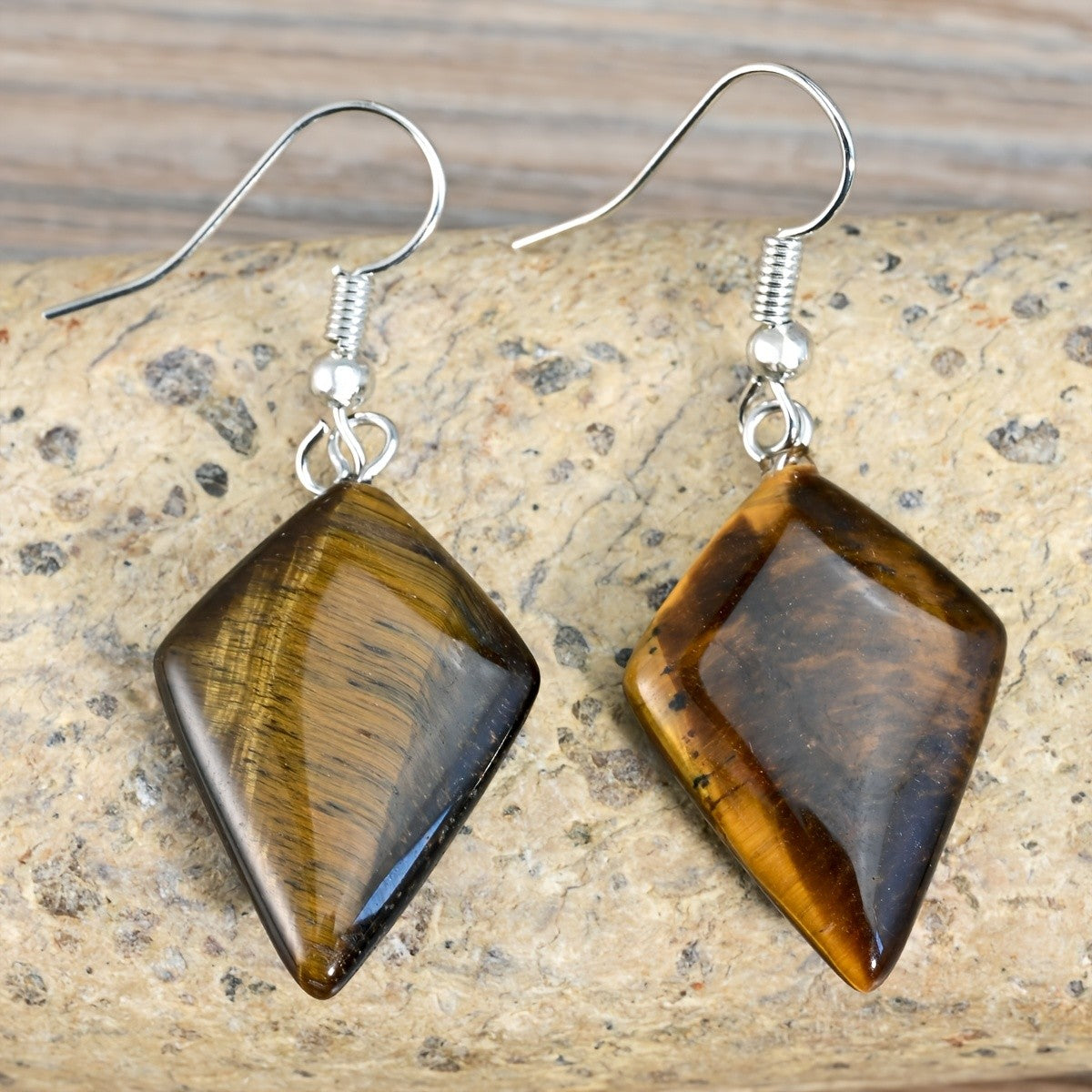 Boho Tiger Eye Kite Dangle Earrings