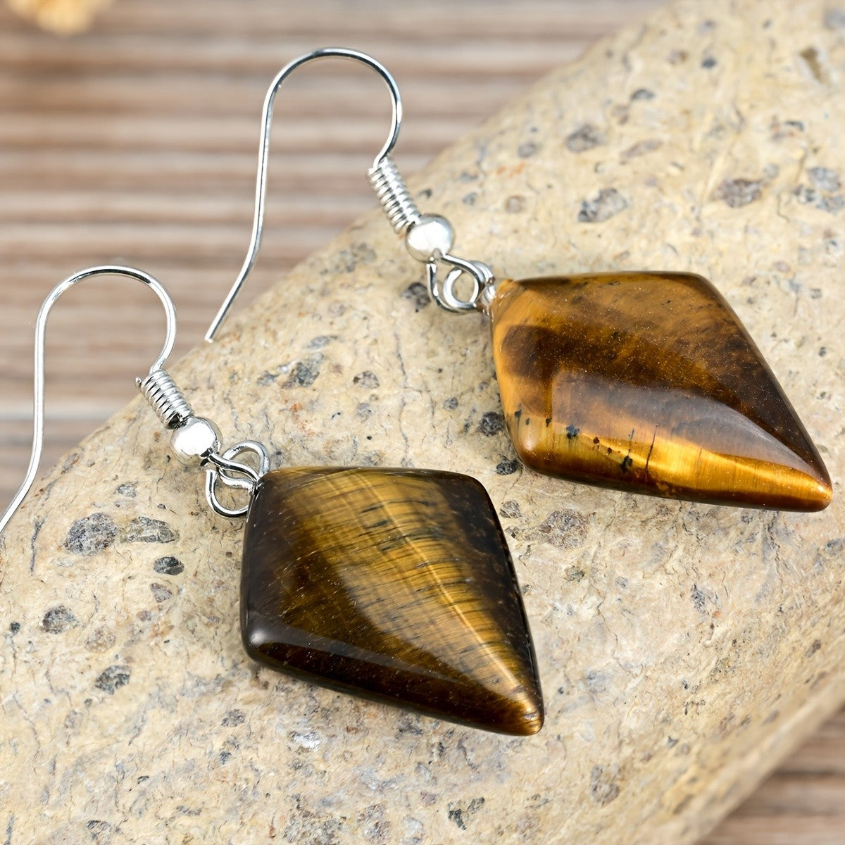 Boho Tiger Eye Kite Dangle Earrings