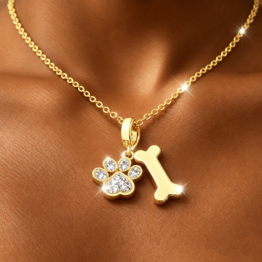 Dainty Paw Print Bone Necklace