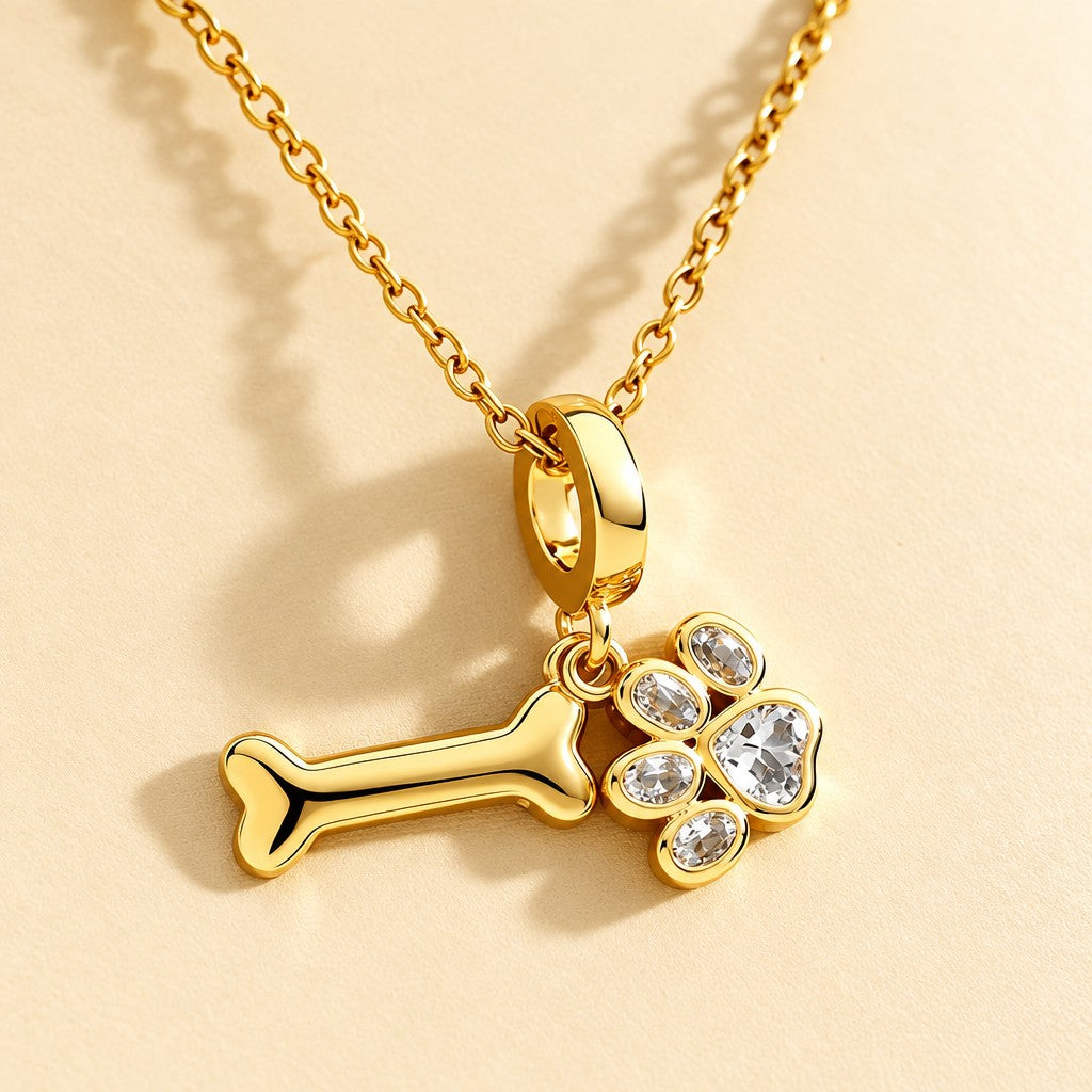 Dainty Paw Print Bone Necklace