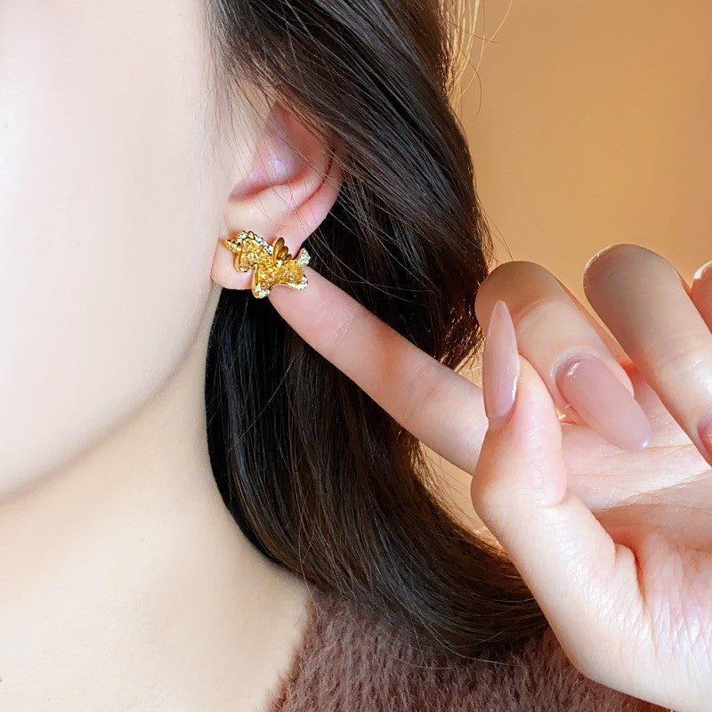 Classy Golden Pegasus Stud Earrings