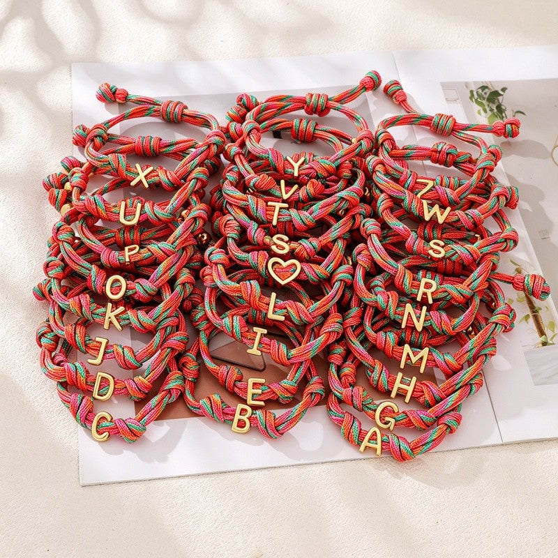 18k Boho Woven Initial Knot Bracelet