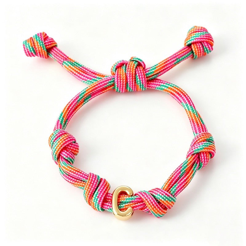 18k Boho Woven Initial Knot Bracelet
