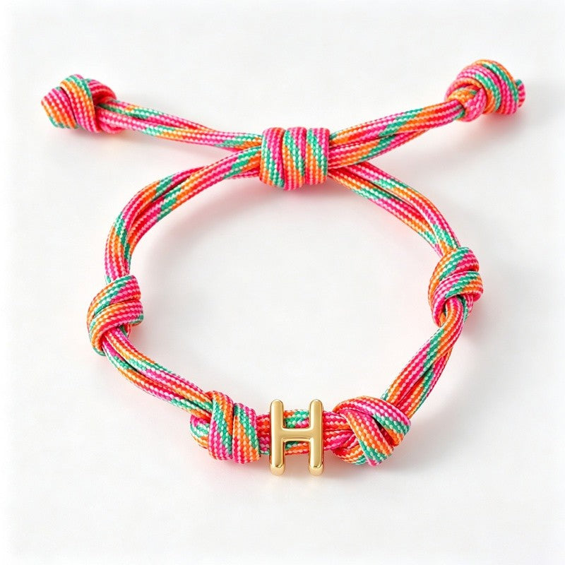 18k Boho Woven Initial Knot Bracelet