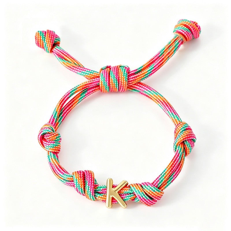 18k Boho Woven Initial Knot Bracelet