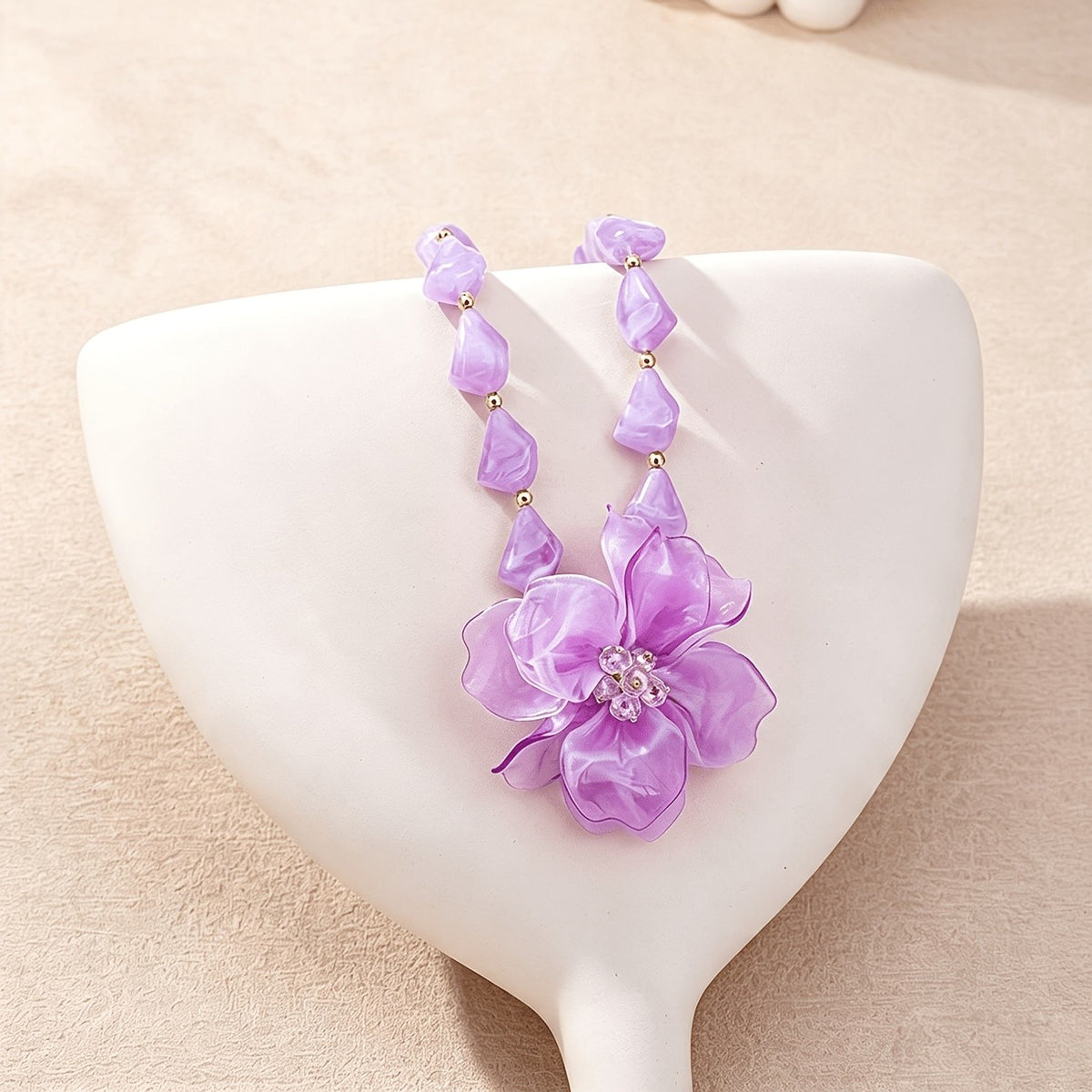 Romantic Lilac Resin Flower Necklace